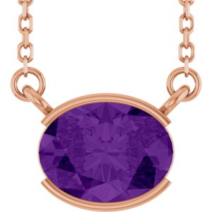 14K Rose Gold Natural Amethyst 18" Necklace