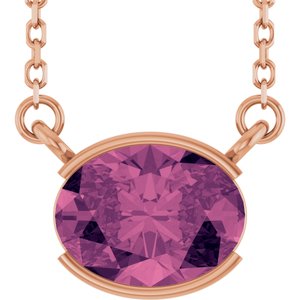 14K Rose Gold Natural Pink Tourmaline 18" Necklace