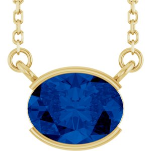 14K Yellow Gold Natural Blue Sapphire 18" Necklace