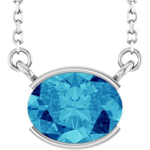 Sterling Silver Natural Blue Zircon 18" Necklace