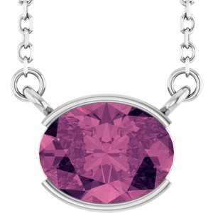 14K White Gold Natural Pink Tourmaline 18" Necklace