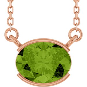 14K Rose Gold Natural Peridot 18" Necklace