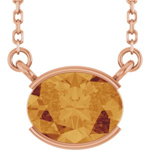 14K Rose Gold Natural Citrine 18" Necklace