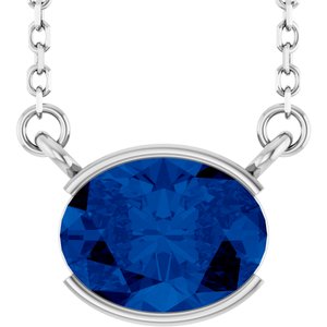 Platinum Lab-Grown Blue Sapphire 18" Necklace