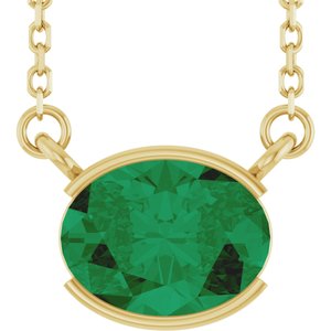 14K Yellow Gold Natural Emerald 18" Necklace