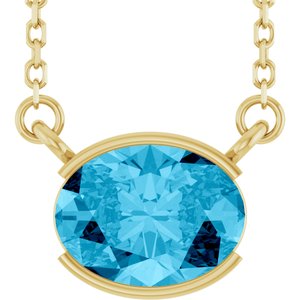 14K Yellow Gold Natural Aquamarine 18" Necklace
