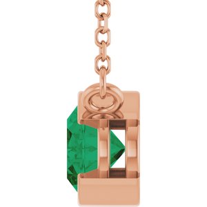 14K Rose Gold Natural Emerald 18" Necklace