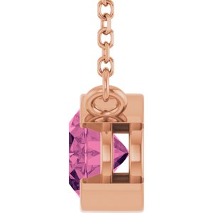 14K Rose Gold Natural Pink Tourmaline 18" Necklace