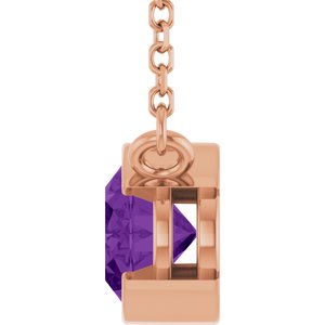 14K Rose Gold Natural Amethyst 18" Necklace