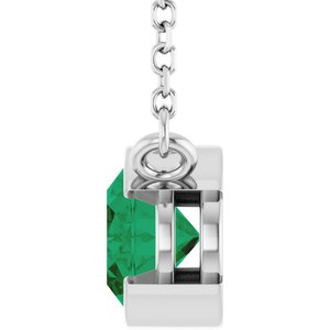 Sterling Silver Lab-Grown Emerald 18" Necklace