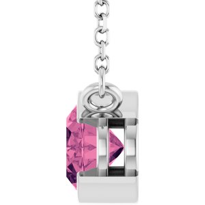Platinum Natural Pink Tourmaline 18" Necklace