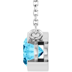 Platinum Natural Aquamarine 18" Necklace