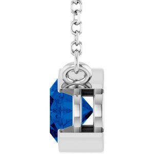 Platinum Lab-Grown Blue Sapphire 18" Necklace