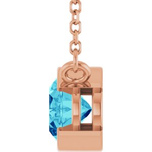 14K Rose Gold Natural Blue Zircon 18" Necklace