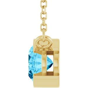 14K Yellow Gold Natural Aquamarine 18" Necklace