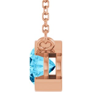 14K Rose Gold Natural Aquamarine 18" Necklace