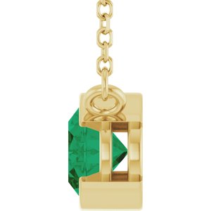 14K Yellow Gold Lab-Grown Emerald 18" Necklace