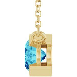 14K Yellow Gold Natural Blue Zircon 18" Necklace
