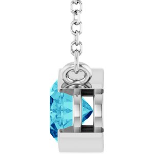 Sterling Silver Natural Blue Zircon 18" Necklace