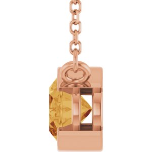 14K Rose Gold Natural Citrine 18" Necklace