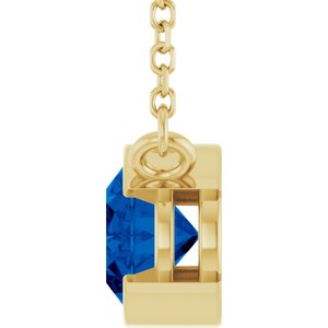 14K Yellow Gold Natural Blue Sapphire 18" Necklace