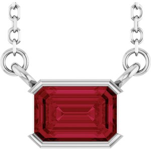 14K White Gold Natural Ruby 18" Necklace