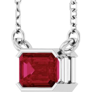 14K White Gold Natural Ruby 18" Necklace