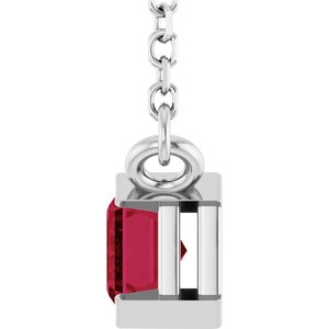 14K White Gold Natural Ruby 18" Necklace