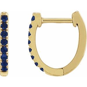 14K Yellow Gold Lab-Grown Blue Sapphire 12.95 mm Hoop Earrings