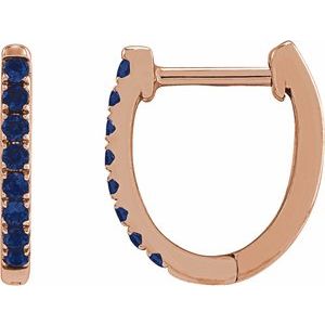 14K Rose Gold Lab-Grown Blue Sapphire 12.95 mm Hoop Earrings
