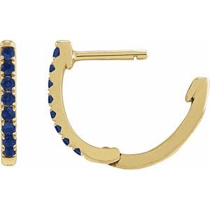 14K Yellow Gold Lab-Grown Blue Sapphire 12.95 mm Hoop Earrings