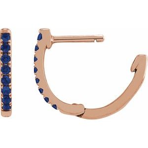 14K Rose Gold Lab-Grown Blue Sapphire 12.95 mm Hoop Earrings