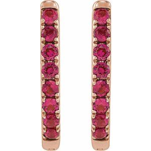 14K Rose Gold Lab-Grown Ruby 12.95 mm Hoop Earrings – image 2