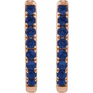 14K Rose Gold Lab-Grown Blue Sapphire 12.95 mm Hoop Earrings – image 2