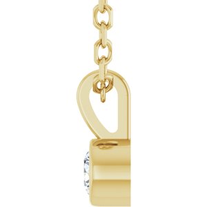 14K Yellow .06 CT Natural Diamond Bezel-Set Solitaire 16-18" Necklace
