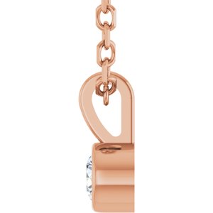 14K Rose .06 CT Natural Diamond Bezel-Set Solitaire 16-18" Necklace
