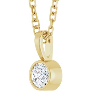 14K Yellow 1/10 CT Natural Diamond Bezel-Set Solitaire 16-18" Necklace