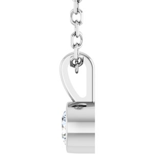 14K White 1/10 CT Natural Diamond Bezel-Set Solitaire 16-18" Necklace