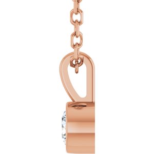 14K Rose 1/10 CT Natural Diamond Bezel-Set Solitaire 16-18" Necklace