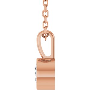 14K Rose 1/4 CT Natural Diamond Bezel-Set Solitaire 16-18" Necklace