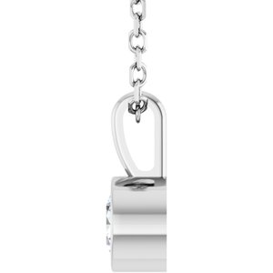 14K White 1/4 CT Natural Diamond Bezel-Set Solitaire 16-18" Necklace