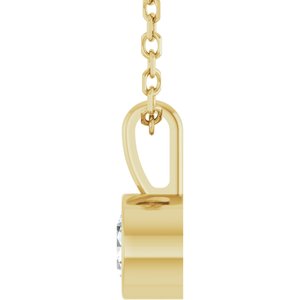14K Yellow 1/4 CT Natural Diamond Bezel-Set Solitaire 16-18" Necklace