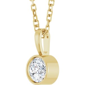 14K Yellow 1/4 CT Lab-Grown Diamond Bezel-Set Solitaire 16-18" Necklace