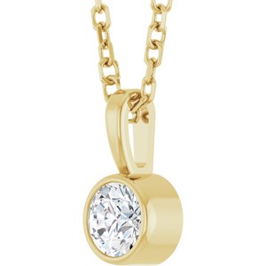 14K Yellow 1/6 CT Natural Diamond Bezel-Set Solitaire 16-18" Necklace