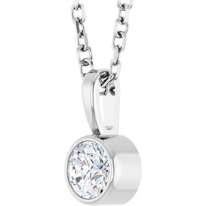 Sterling Silver 1/6 CT Natural Diamond Bezel-Set Solitaire 16-18" Necklace