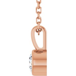 14K Rose 1/6 CT Natural Diamond Bezel-Set Solitaire 16-18" Necklace