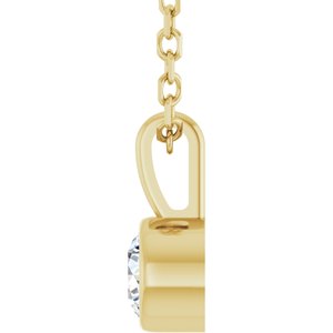 14K Yellow 1/6 CT Natural Diamond Bezel-Set Solitaire 16-18" Necklace