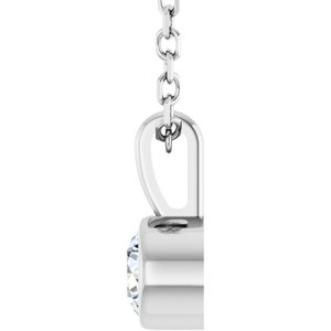 Sterling Silver 1/6 CT Natural Diamond Bezel-Set Solitaire 16-18" Necklace