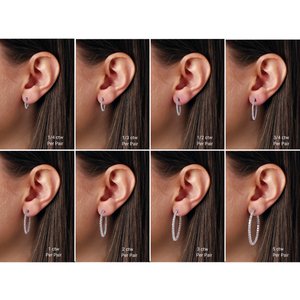 Sterling Silver Imitation White Cubic Zirconia Inside-Outside 34.5 mm Hinged Hoop Earrings – image 3