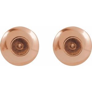 14K Rose Gold 2.5 mm Round Domed Bezel-Set Earring Mounting – image 2